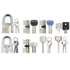8 PCS Visible Practice Lock Set Transparent Padlock Tubular Lock Picking Trainin