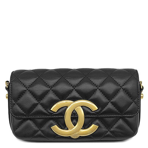 Chanel Shoulder Bag Matelasse Phone Case Black Giant Coco Mark AP3207 865115