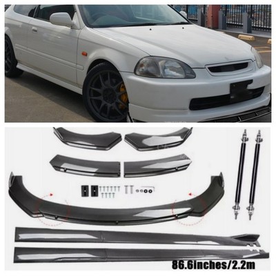 For Honda Civic EK EK9 Mugen Carbon Style Front Bumper Lip Spoiler Side Skirt US