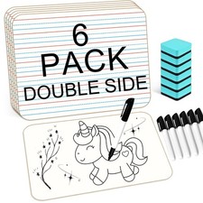 Double Sided Lined Mini Dry Erase Lapboards 9x12 In 6 Pack Markers Kit