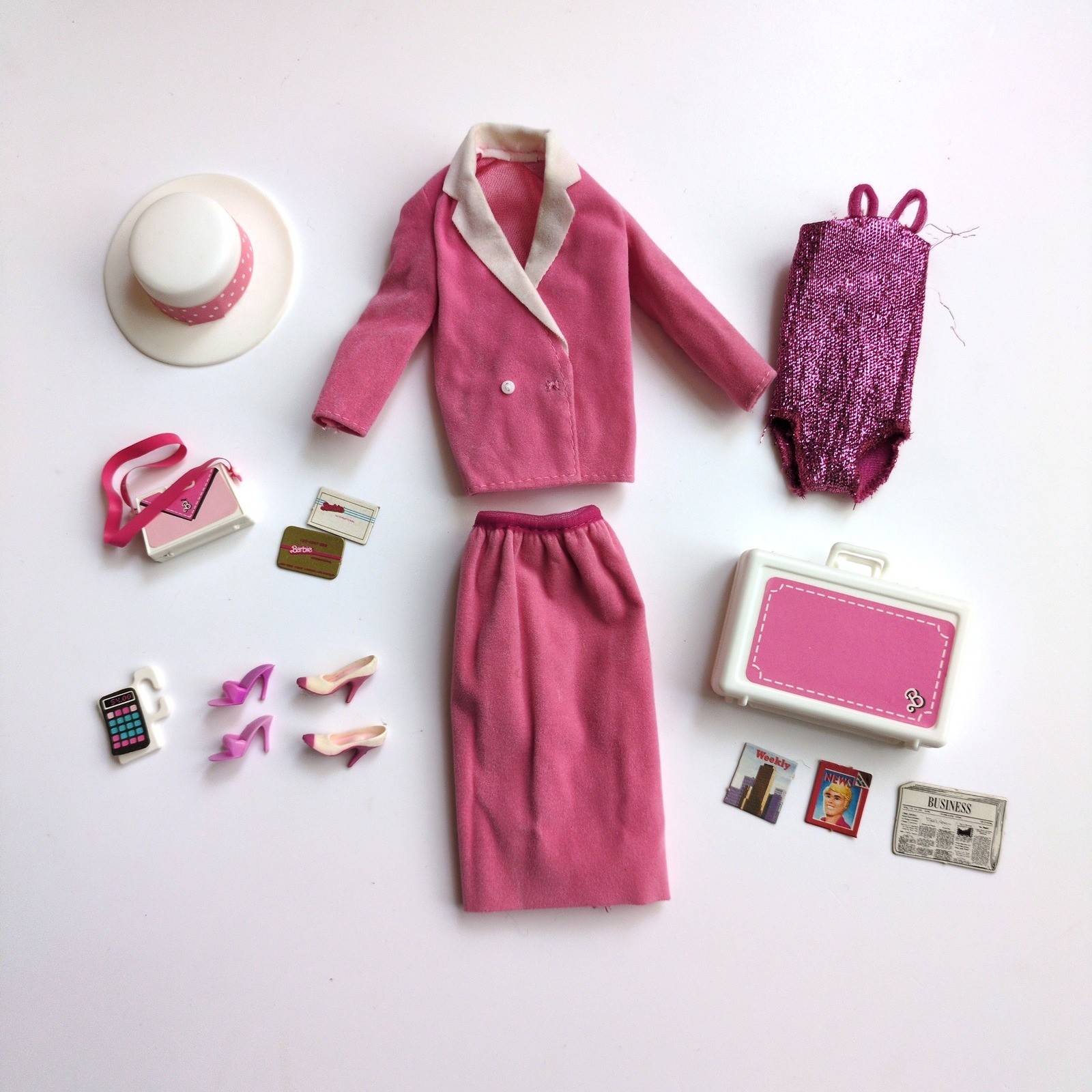 Vtg 80s Barbie Day-to-Night #7929 Clothing Outfit Accessories Shoes Hat Bodysuit