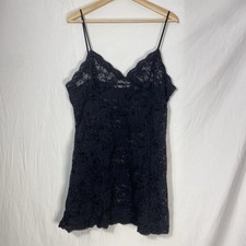 Vintage Victoria's Secret Black Lace Chemise Nightie Lingerie Women's Size Large