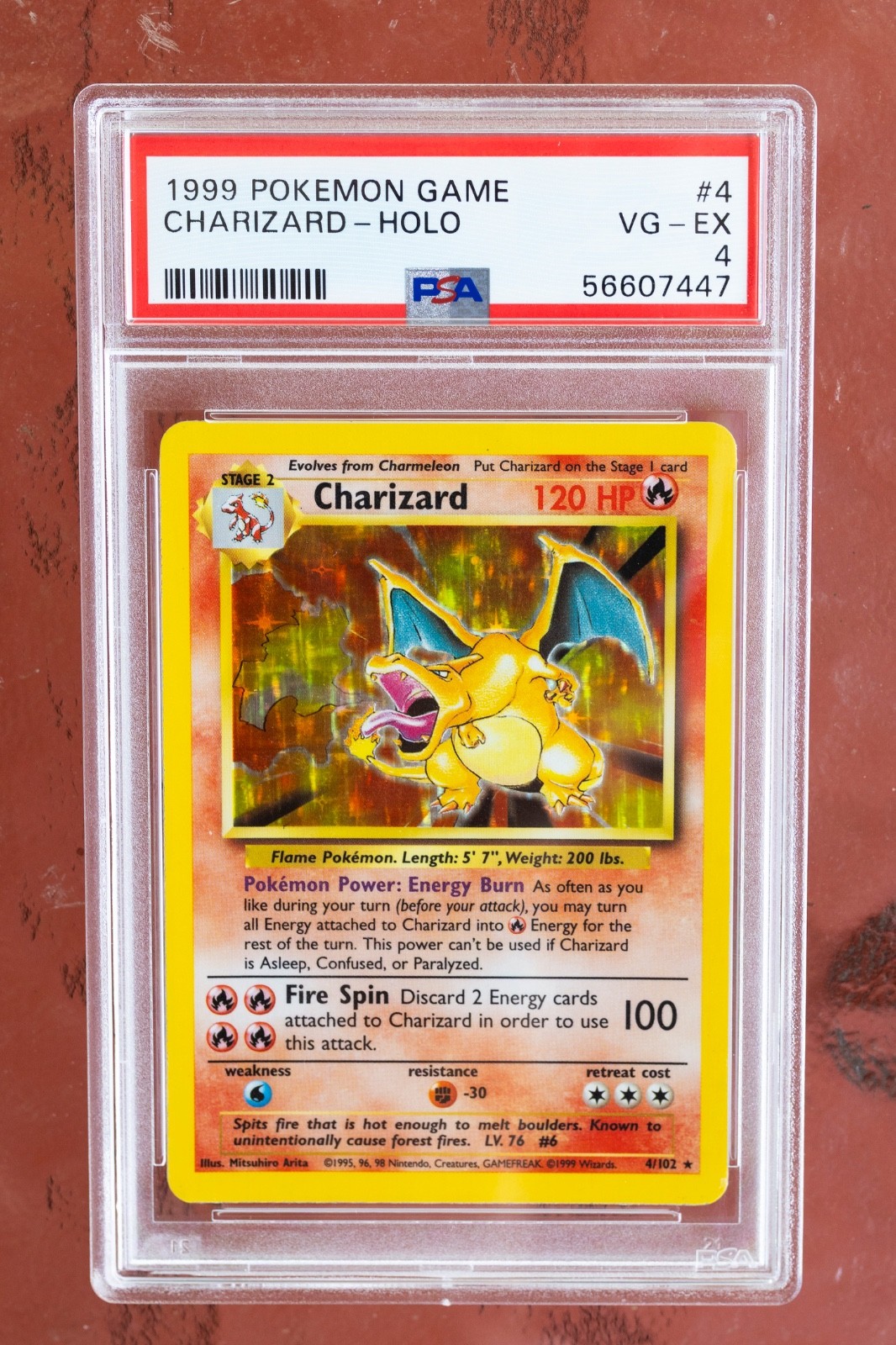 1999 POKEMON BASE SET UNLIMITED #4 CHARIZARD-HOLO PSA 4 - VG-EX view 3