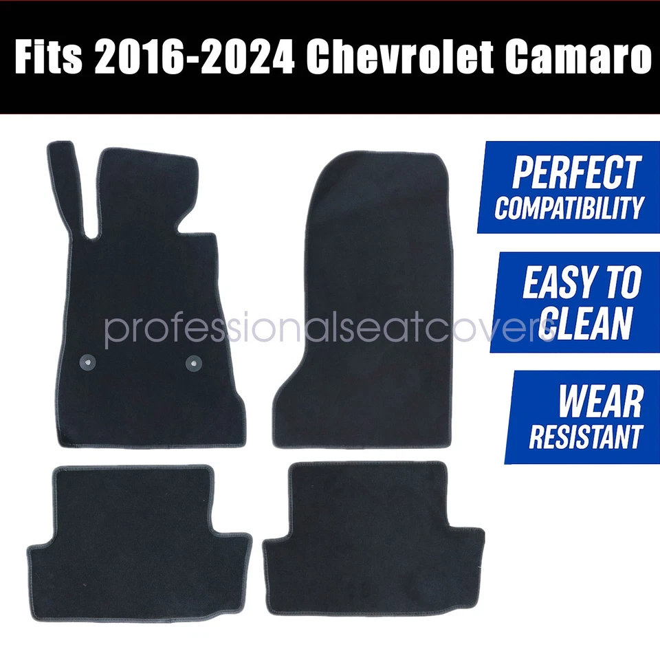 Alfombrillas alfombrillas delanteras y traseras 4 piezas para Chevrolet Camaro LT ZL1 LT1 2016-2024 Foto 2 de 4