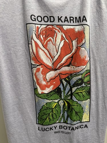 Lucky Brand Shirt Damen Large 12 14 grau Grafik Blumen GOOD KARMA Damen - Bild 3 von 8