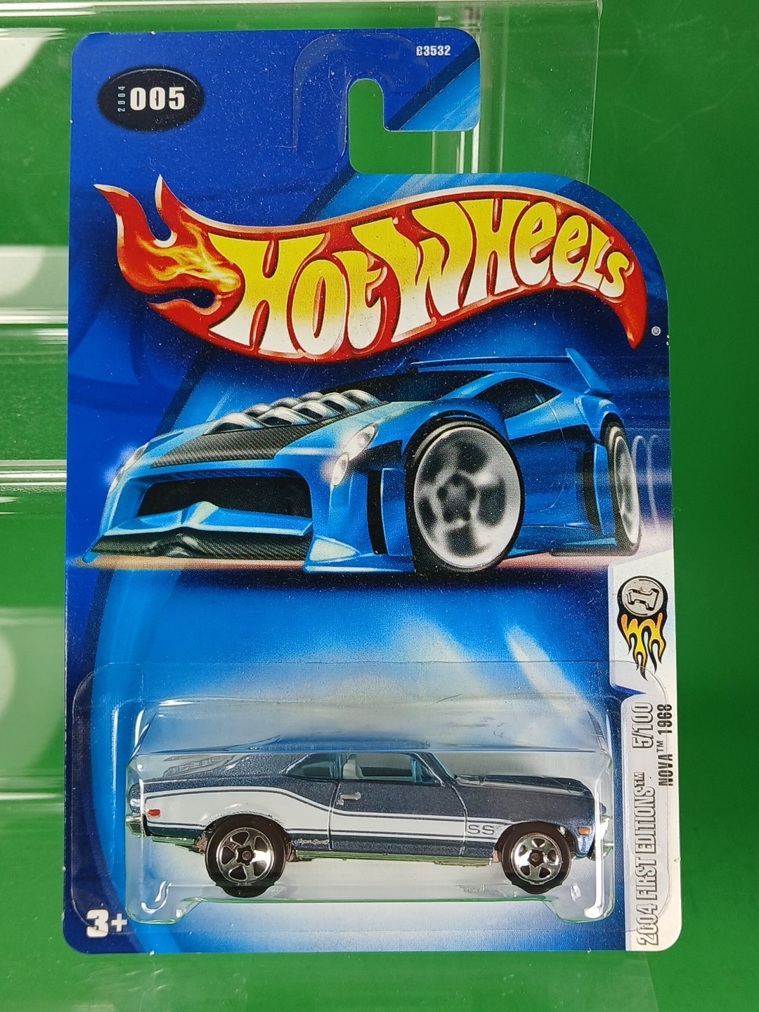 Hot Wheels #5 2004 First Editions Blue & Silver 1968 Chevy Nova #5 of 100