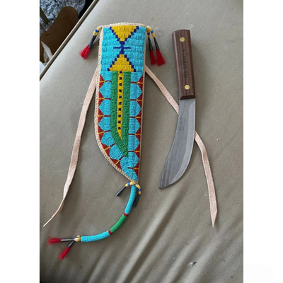 #ad Sioux Tribe Native American Indian Beaded Suede Leather Knife Sheath $59.99