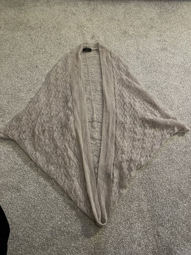 All Saints Women's Beige Open-Knit Wool Blend Bryce Shrug Over Arms Size 12-14 - Picture 1 of 7