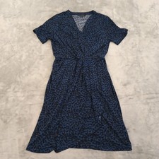 Banana Republic Dress Small Petite Blue Animal Print Knee Length Short Sleeve
