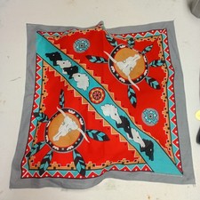 Wamcraft Southwest Western BANDANA Native American USA 21.5"Sq Longhorn Horse