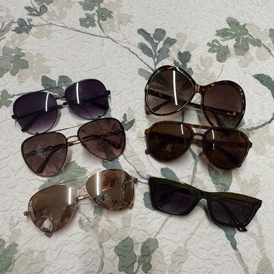 Women's Lot of 8 Mixed Style Sunglasses Aviator Cat Eye Oversized Tinted
