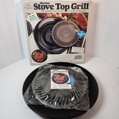 Burton Stove Top Grill Indoor BBQ Pan w Drip Tray Korea Open Box