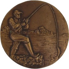 Fly Fishing Rainbow Trout Fish Fisherman Western Cowboy 70s Vintage Belt Buckle