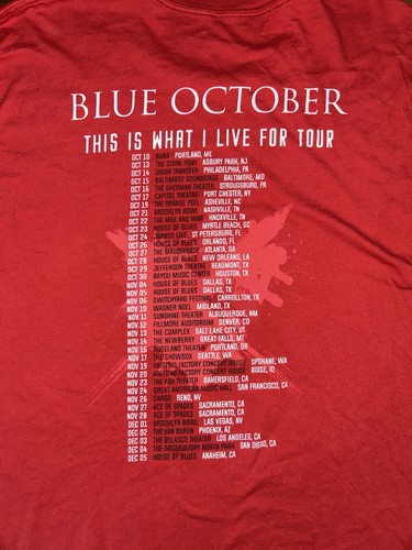 Blue October This Is What I Live For Tour T-shirt 3XL Red Skull Graphic Tee - Picture 4 of 6