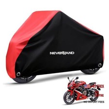 Motorcycle Cover Waterproof Outdoor Heavy Duty with 2ock-Holes L Red