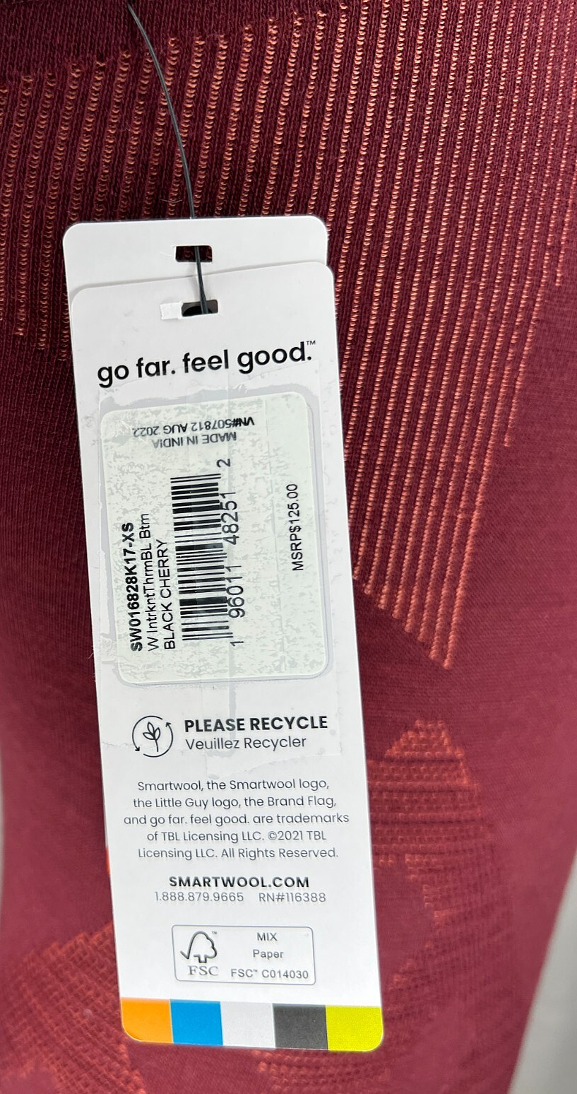 Smartwool Intraknit Merino Thermal Tights Women's NWT Size X-Small Black Cherry