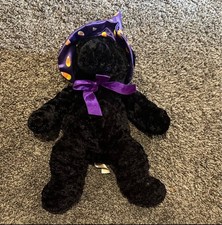VTG Dan Dee Collector's Halloween Black Bear Plush - Purple Witch Hat Candy Corn