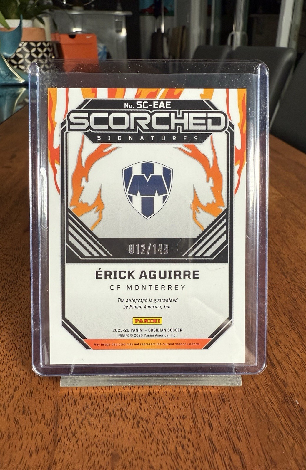 Erick Aguirre 2025-26 Panini Obsidian Scorched Auto /149 Monterrey view 2