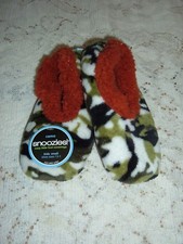 KIDS BROWN TOP CAMO SNOOZIE COZY LITTLE FOOT COVERINGS SM-LG NU SLIP SLIPPERS