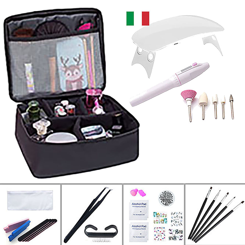 Kit Ricostruzione Unghie 36pz con Lampada LED UV 6W e Accessori