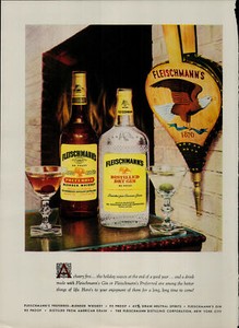 1955 Fleischmann's Dry Gin Blended Whiskey Eagle Vintage Print Ad 1921