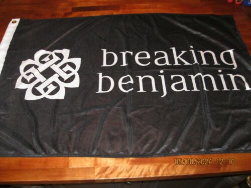 RARE NEW Breaking Benjamin Band Black Flag 42” X 27” Metal BRASS Eyelets BANNER - Picture 1 of 5