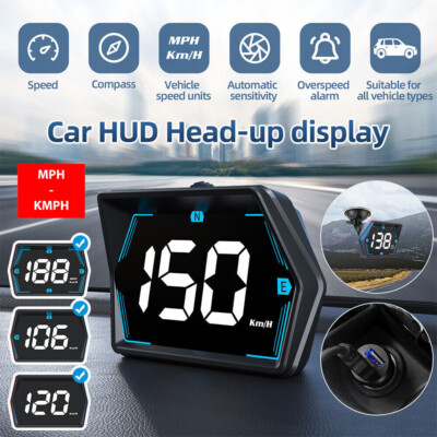 Car Digital Speedometer GPS HUD Head Up Display MPH Overspeed Alarm Universal