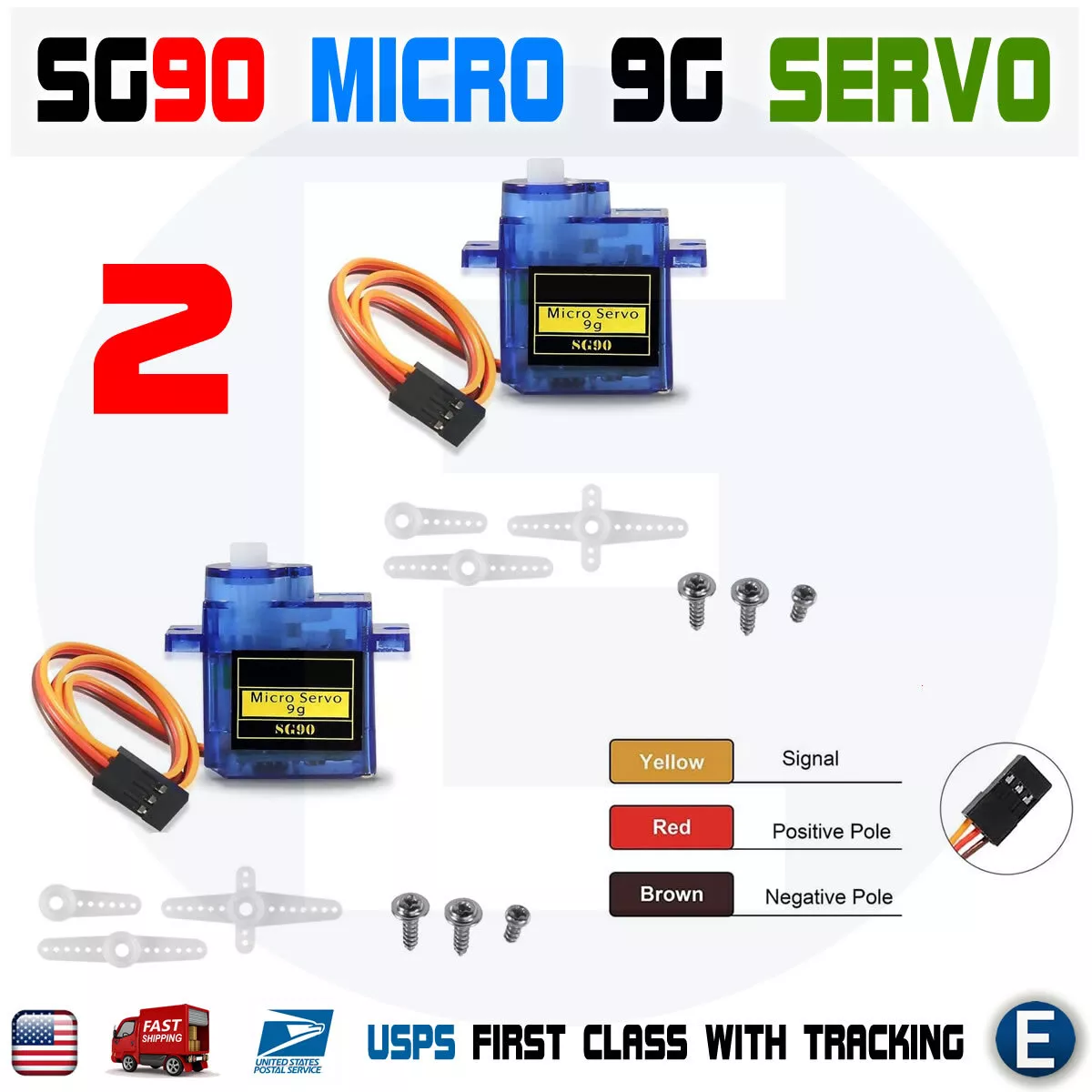 2 Pcs Mini Gear Micro 9g Servo SG90 RC Helicopter Airplane Boat