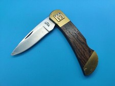 Bear Mgc Drop Point Lockback Wood Handles Brass Bolster Knife Made in Usa