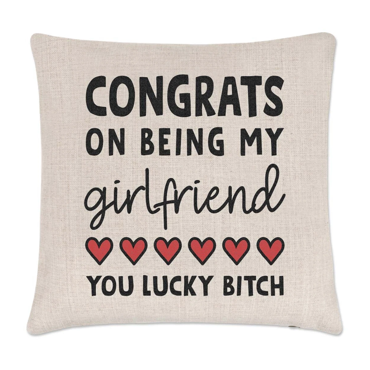 My Girlfriend Is A Bitch Congrats On Being My Girlfriend You Lucky Bitch Cushion Cover Pillow Valentines | eBay