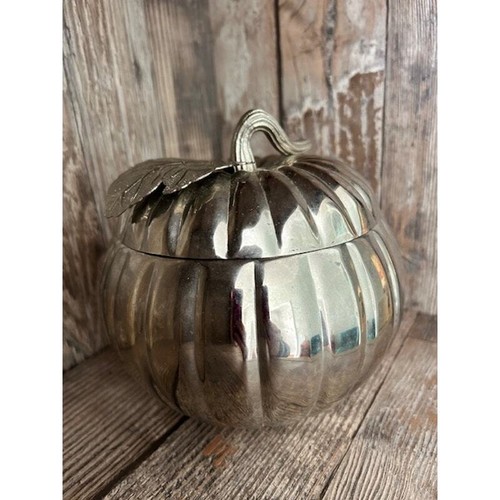 White Barn Bath and Body Works Silver Pumpkin Container Fall Decor - Picture 2 of 4