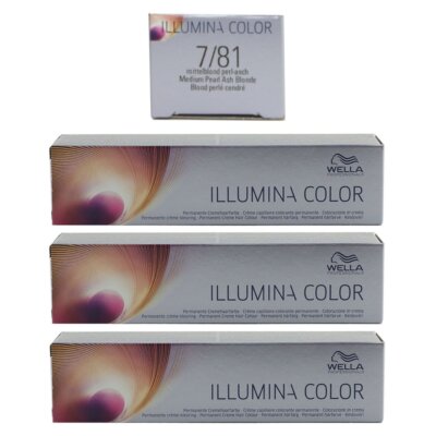 Wella Illumina 3 x 60 ml 7/81 mittelblond perl asch Set