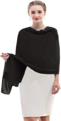 olyrjie Chiffon Shawl Womens Wrap for Evening Dress Wedding Scarf Black |  eBay
