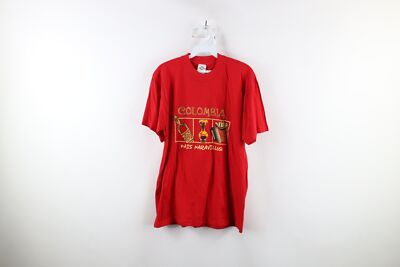 Vtg 90s Streetwear Mens Large Faded Spell Out Colombia Pais Marvilloso T-Shirt
