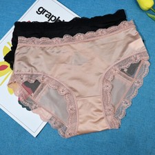 Pack of 5 Womens Satin Panties See Through Lace Brief French Underwear Lingeries