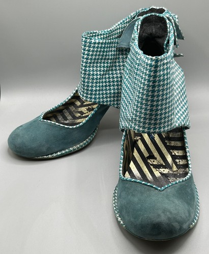 Irregular Choice Dk Turquoise Suede & Gingham Heels, Size 42 / 10.5, Style 3432 - Picture 16 of 16
