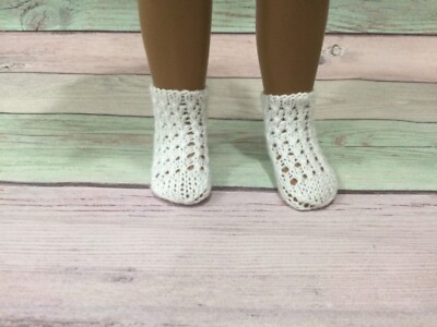 SASHA DOLL hand knitted White Lace #2 socks , short. FREE US SHIPPING