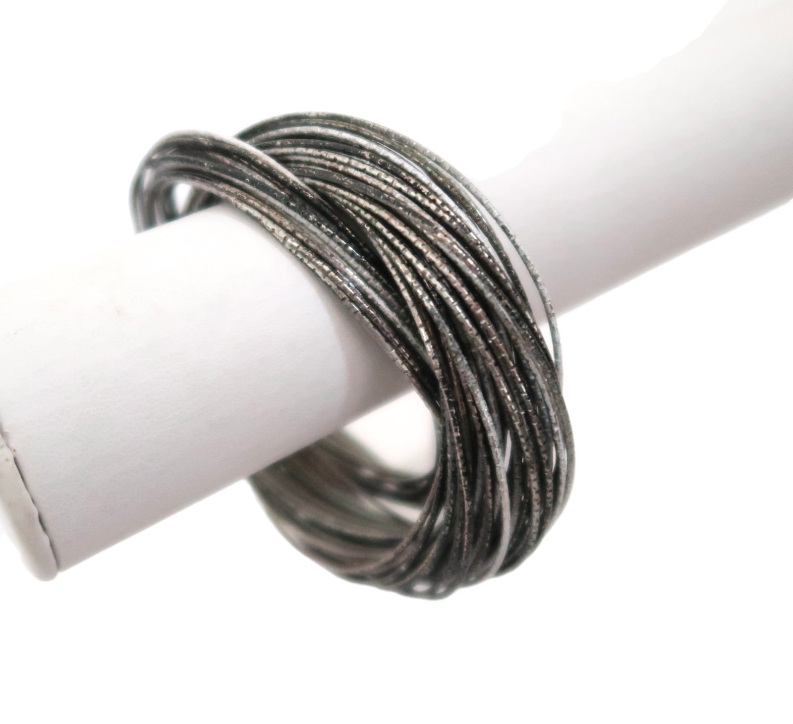 Bangle Bracelets sparkly gunmetal silver gray colored metal set of 58-image