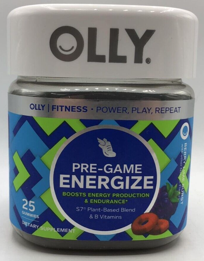 Olly PreGame Energize 25 Gummies Each Berry Lime Burst EXP 7/24