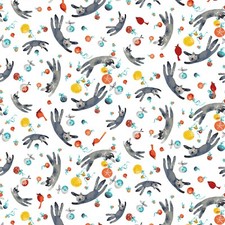 Feline Drive Fabric PURRFECT CHRISTMAS Cats Ornaments Fat Quarter 18x22" FQ