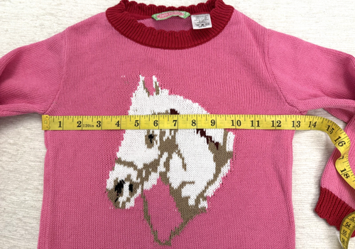 Sophie and Sam little girls pink knit horse sweater 100% cotton size M-5 - Picture 5 of 8
