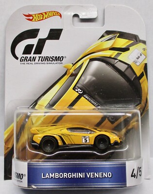 2016 HOT WHEELS RETRO ENTERTAINMENT GRAN TURISMO LAMBORGHINI VENENO YELLOW 4/5
