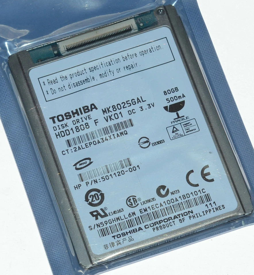 1.8" 80GB ZIF PATA HARD DRIVE HDD1818 MK8025GAL for macbook air Rev A1237 #AM - Image 4 of 4