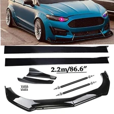 Front Bumper Lip Spoiler Chin Splitter Body Kit Glossy Black For Ford Fusion