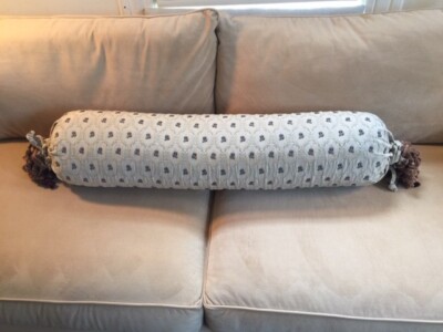 Lumbar Pillow Case Bolster Ecru/tiny purple flowers, classic custom made 36''x 9''
