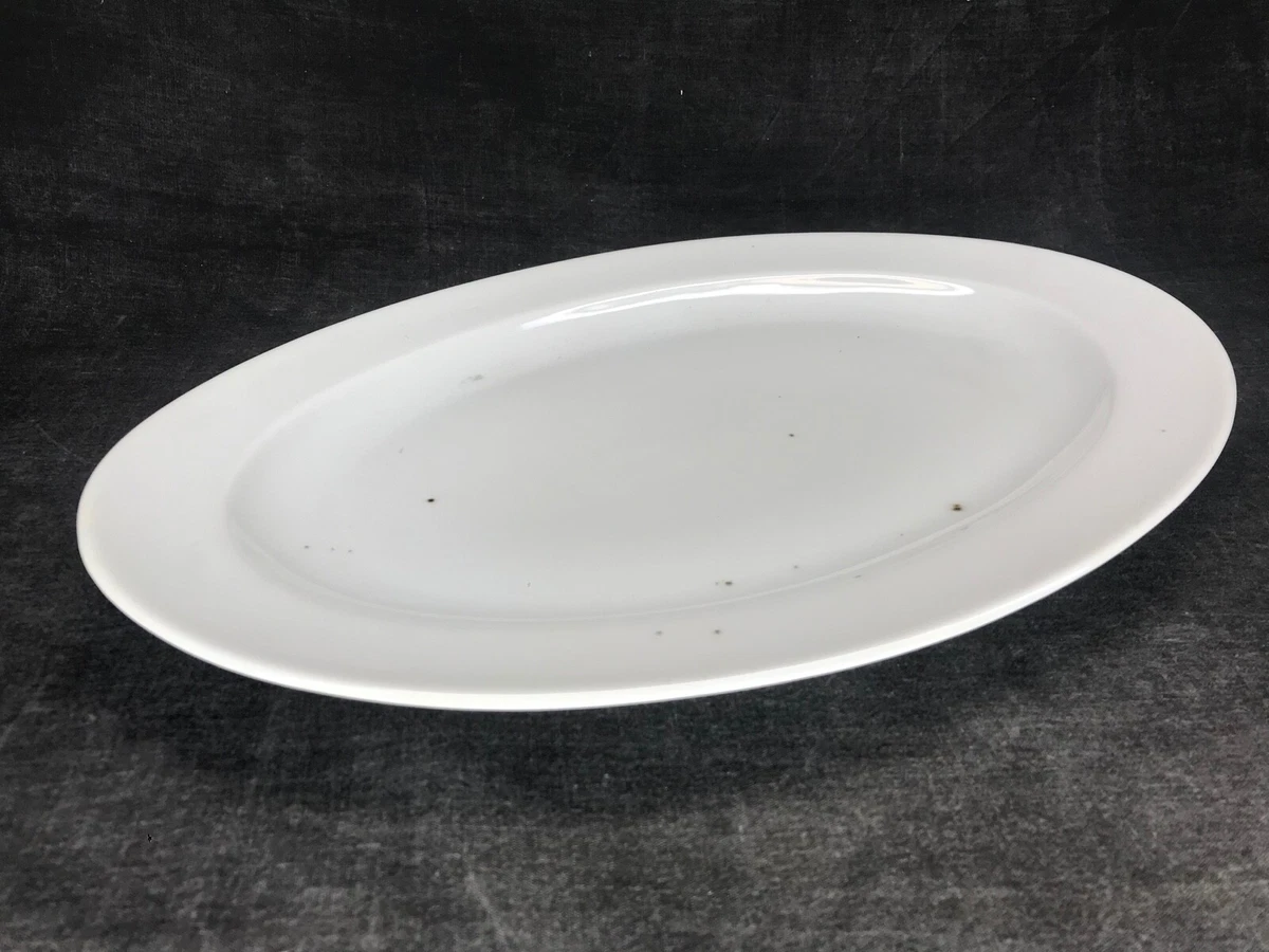 Ancien Plat De Service Ovale En Céramique Blanche – 34 X 23 Cm, Vintage
