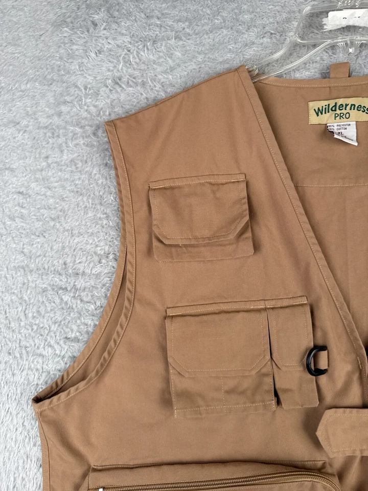 Wilderness Pro Vest Men Extra Large Beige Khaki Fly Fishing Hunting Outdoor Poly - Image 3 of 4
