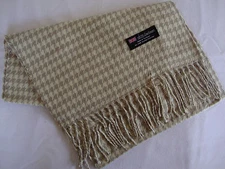 100% Cashmere Winter Scarf Scarve Scotland Warm Houndstooth Beige Wrap Shawl NEW