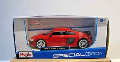 Audi R8 V10 Plus, Red - Maisto 31513 - 1/24 Scale Diecast Model Toy Car