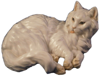 20thC Augarten Wien Vienna Porcelain Cat Figure Figurine Porzellan Katze Figur
